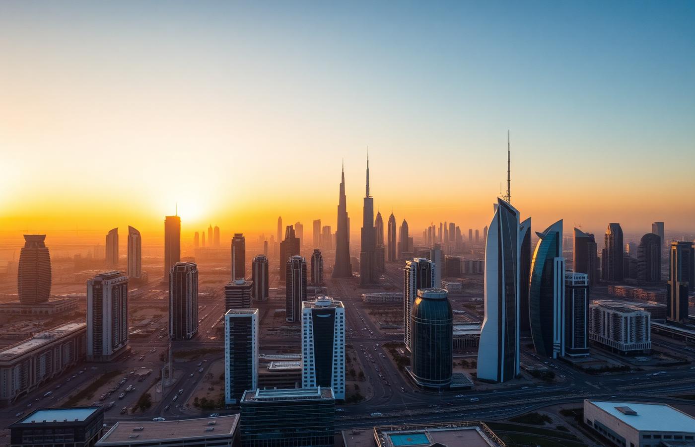 Saudi Arabia skyline at golden hour