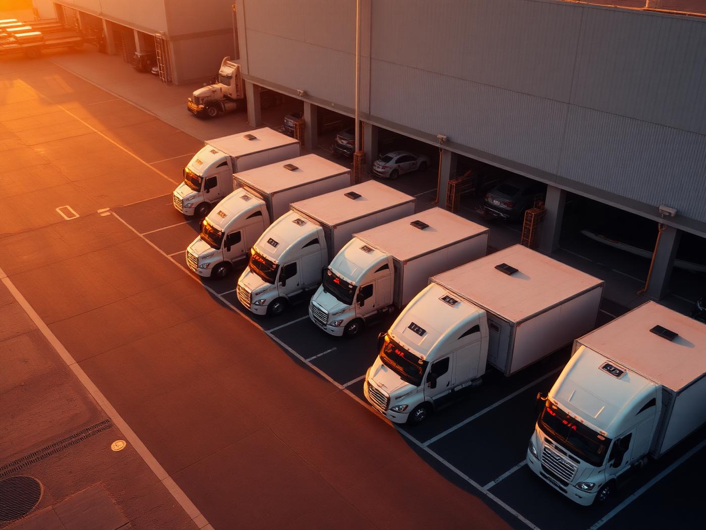 Distribution fleet at loading dock